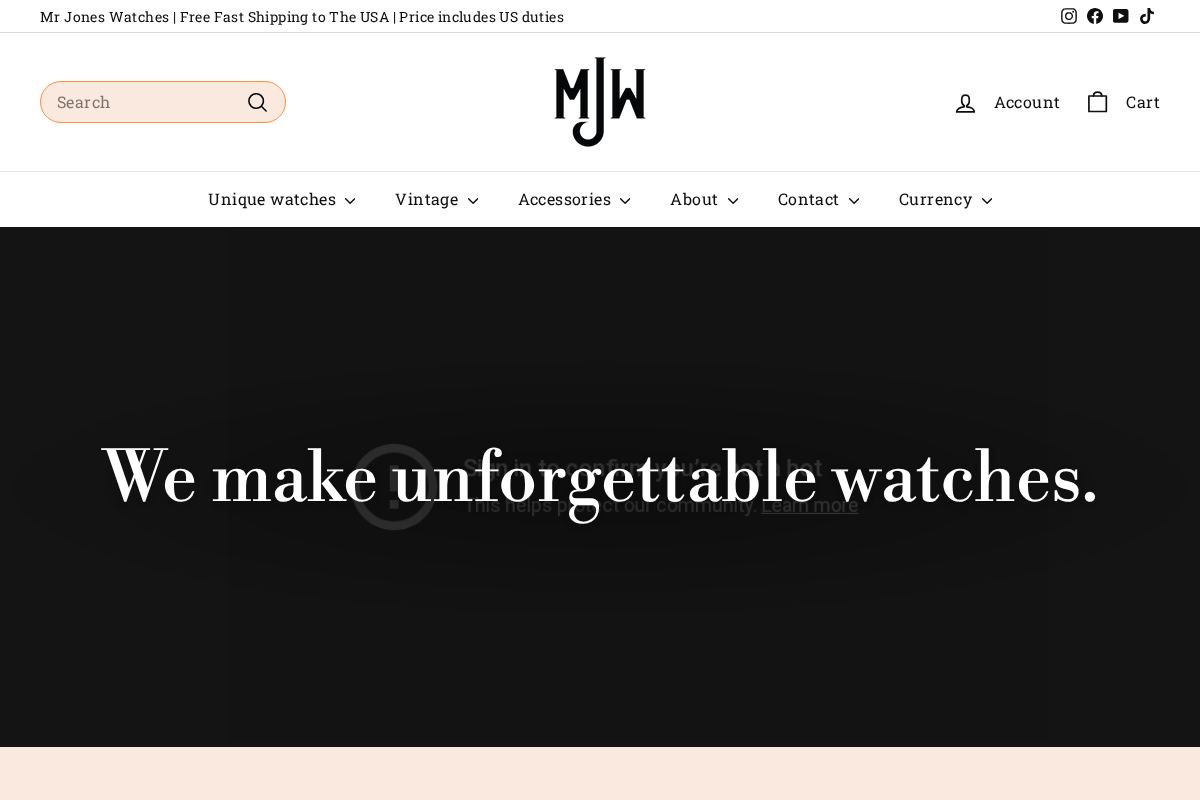 Mr Jones Watches homepage screenshot