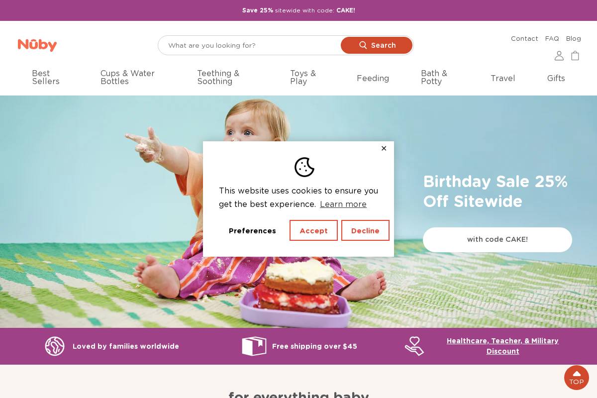 us.nuby.com homepage screenshot