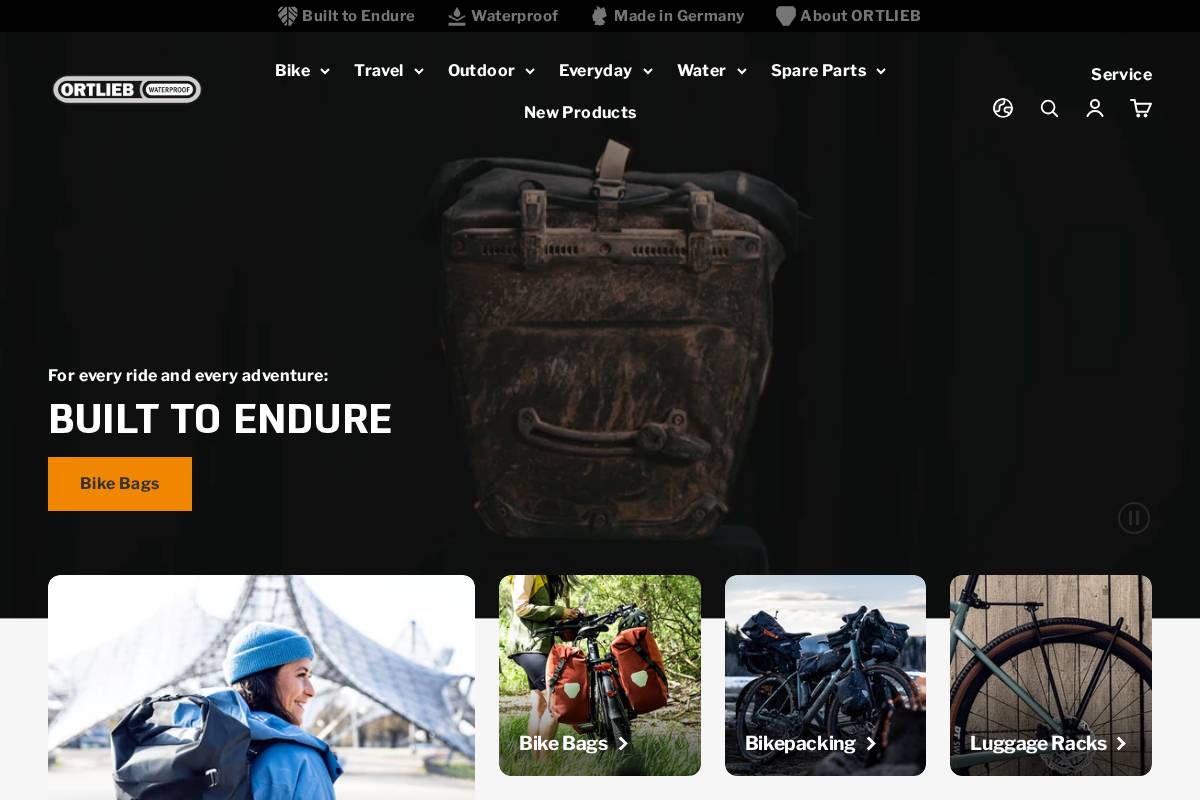 us.ortlieb.com homepage screenshot