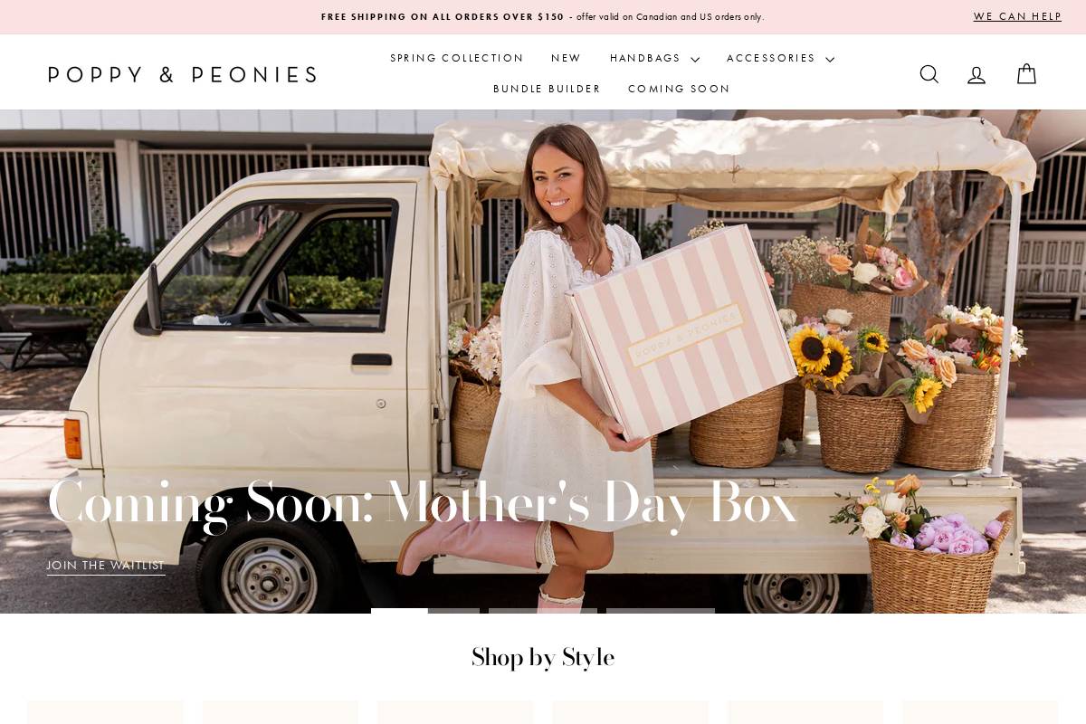 us.poppyandpeonies.com homepage screenshot