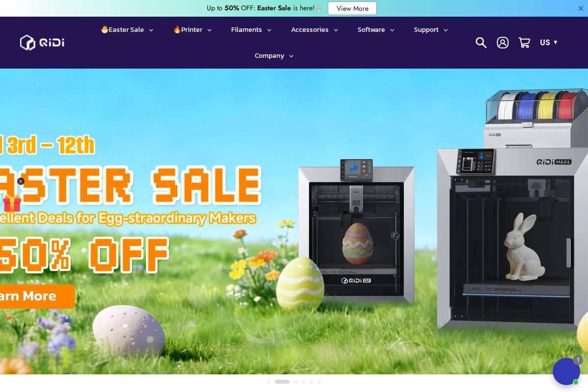 us.qidi3d.com homepage screenshot
