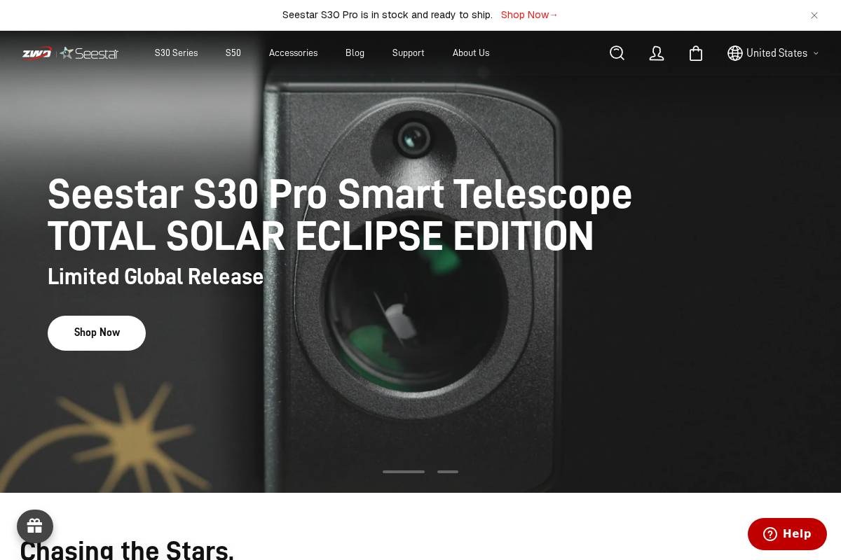 us.seestar.com homepage screenshot