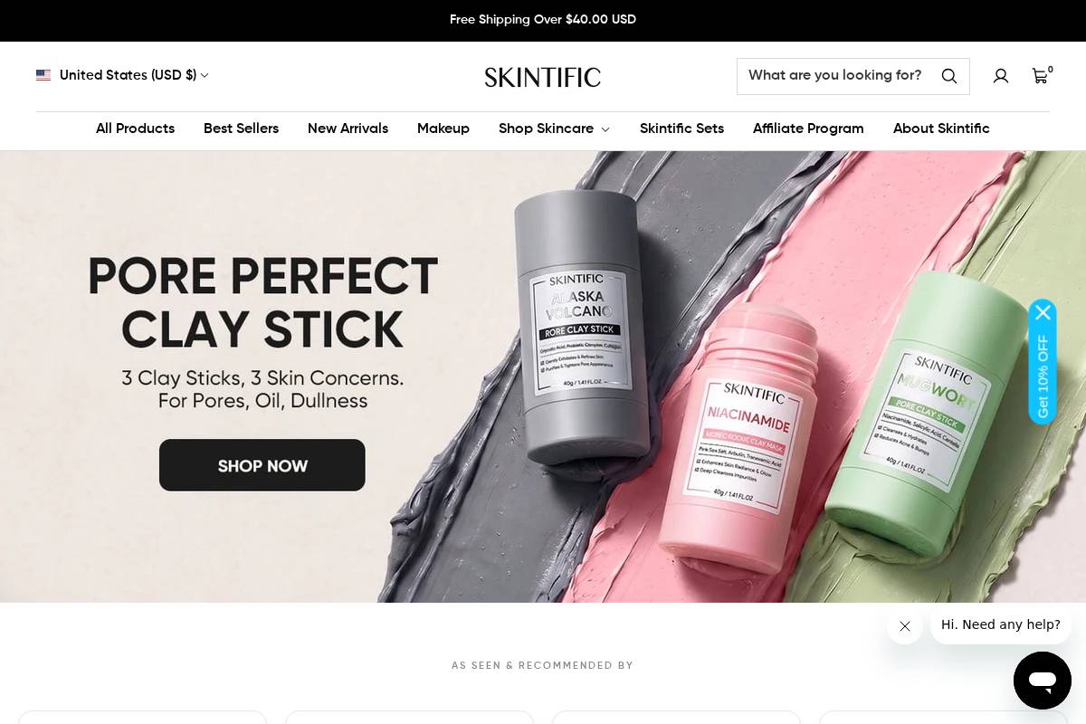 us.skintific.com homepage screenshot