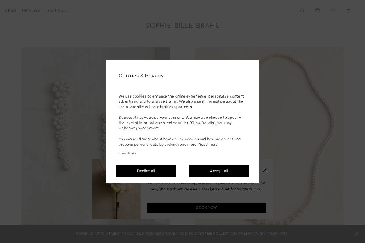 us.sophiebillebrahe.com homepage screenshot