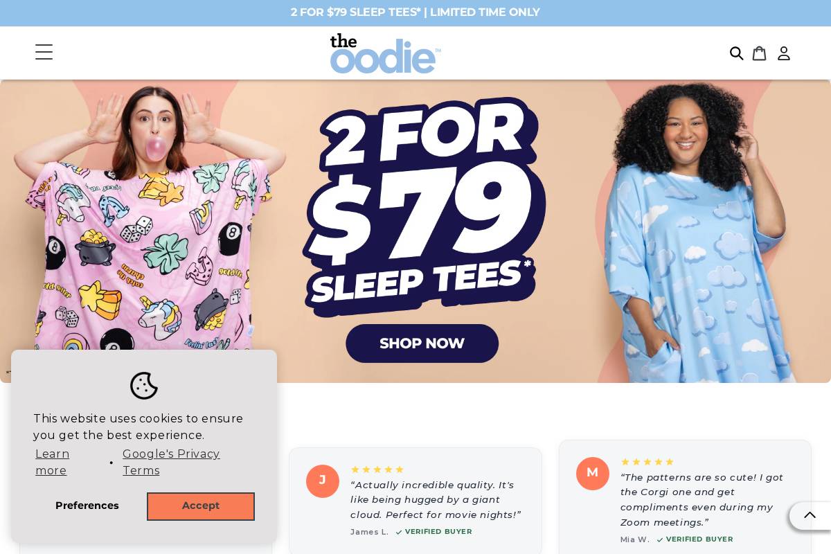 us.theoodie.com homepage screenshot
