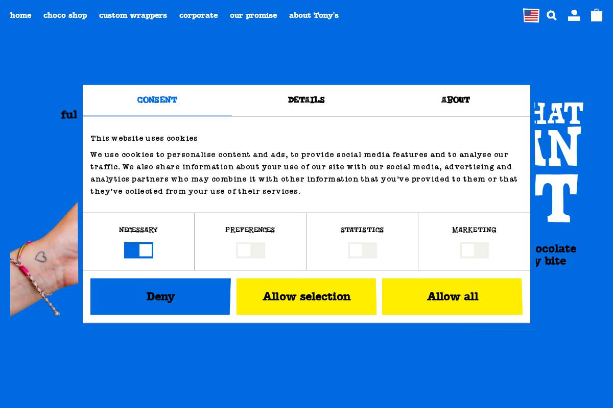 us.tonyschocolonely.com homepage screenshot