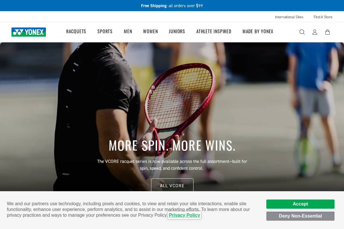 us.yonex.com homepage screenshot