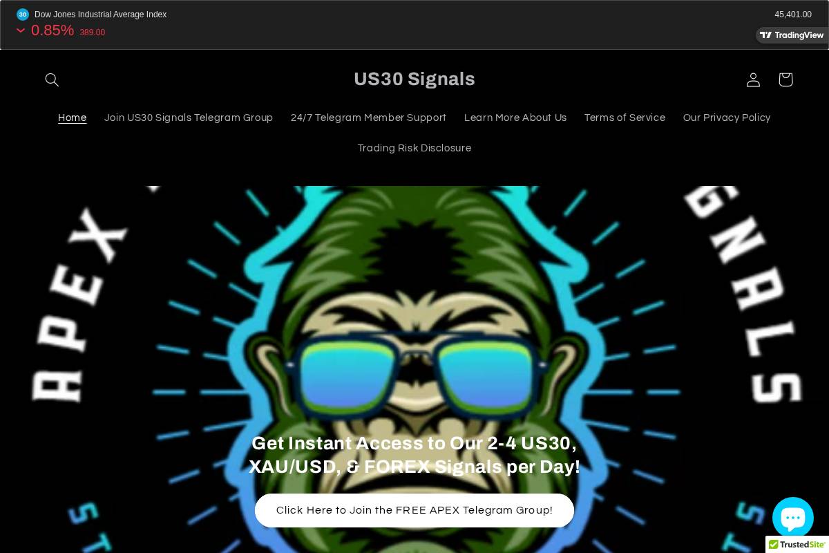 Us30signals homepage screenshot