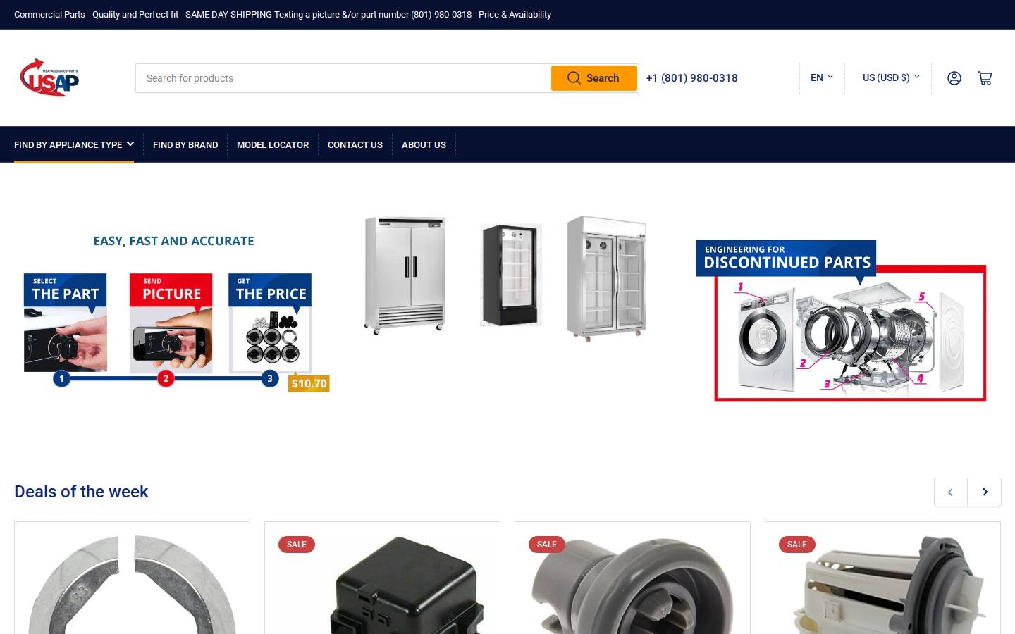 usa-appliance-parts.com homepage screenshot