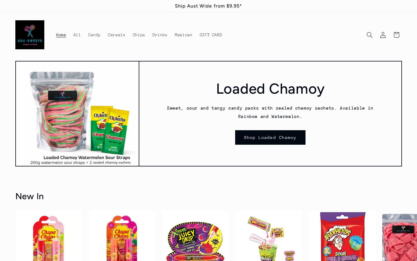 usa-sweets.com.au homepage screenshot