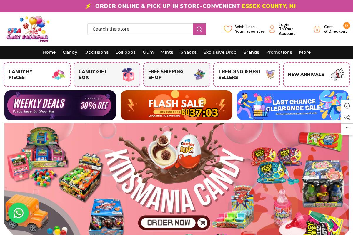 usacandywholesale.com homepage screenshot