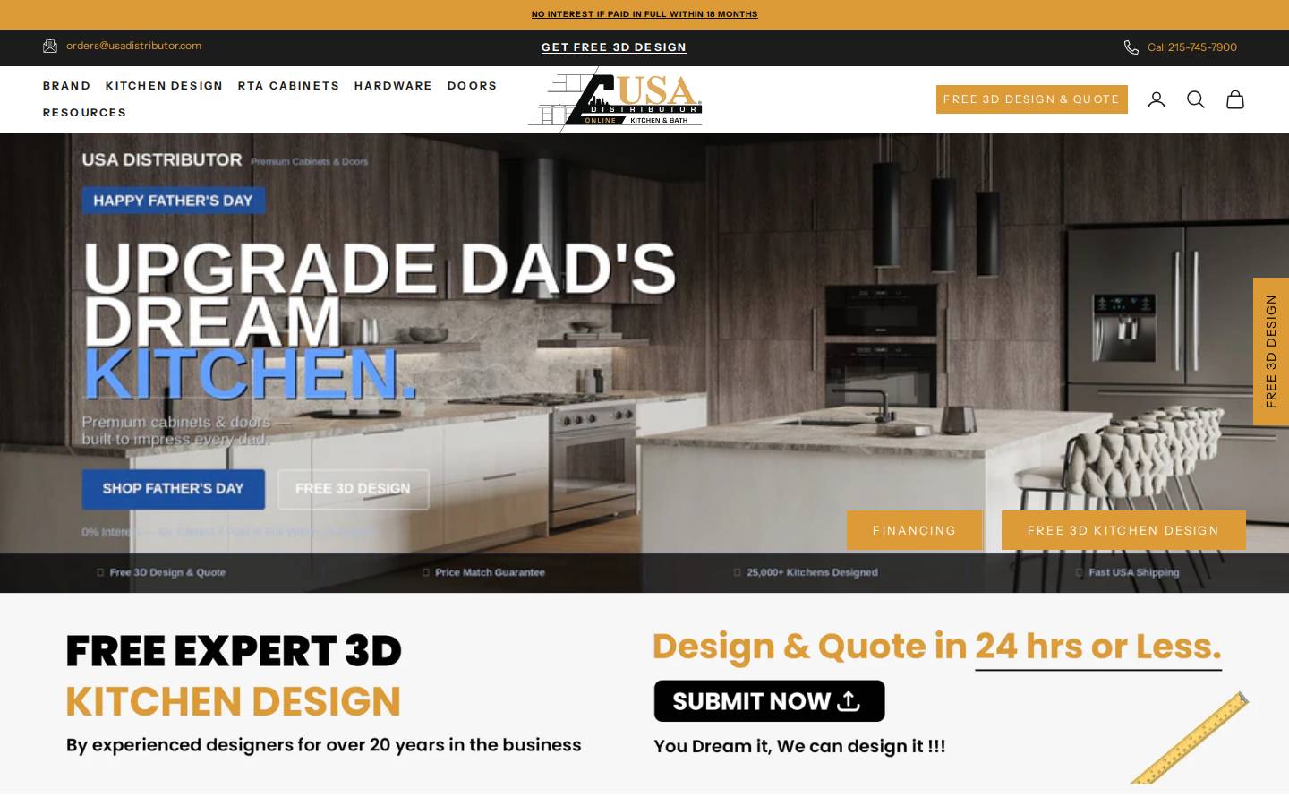 USA Distributor homepage screenshot
