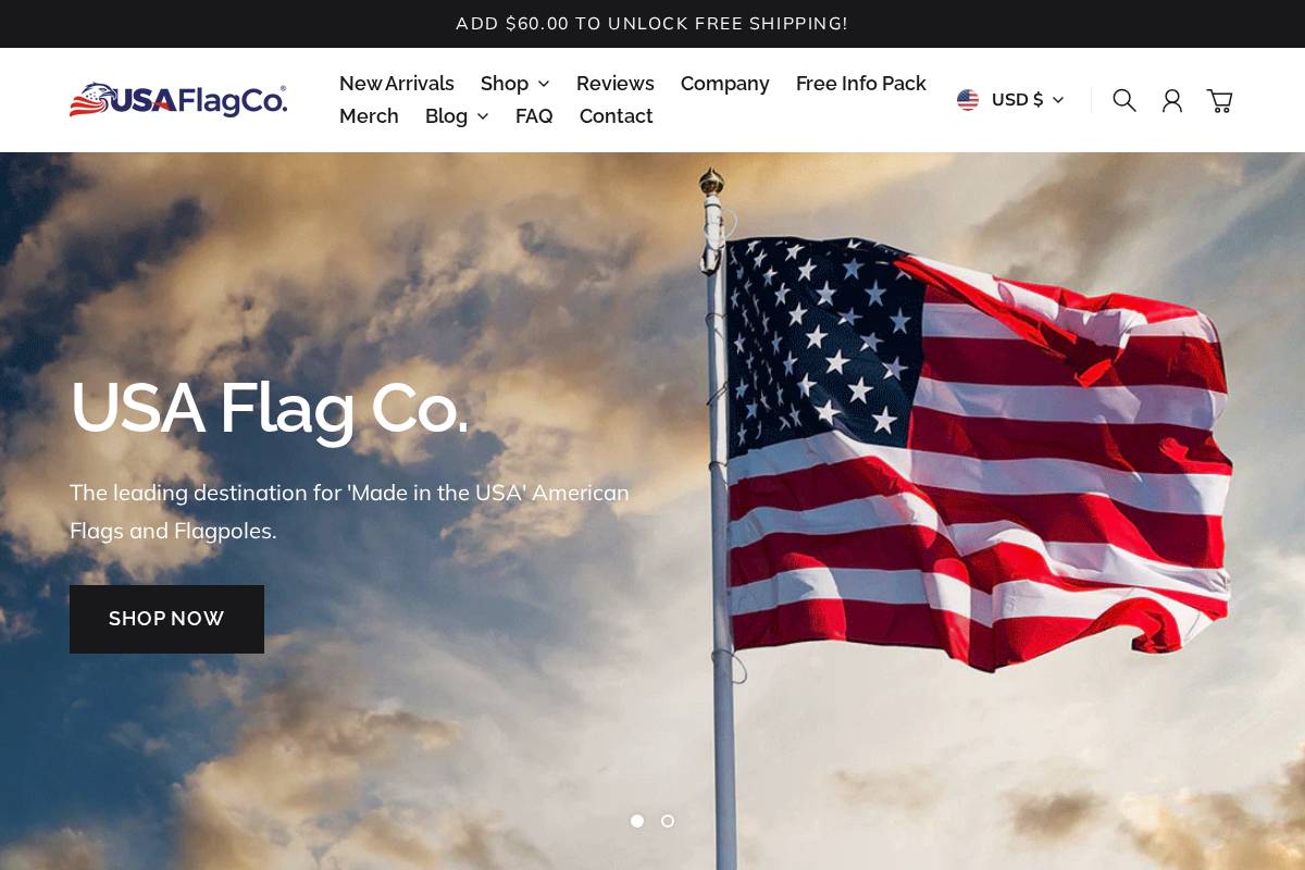 USA Flag Co. homepage screenshot