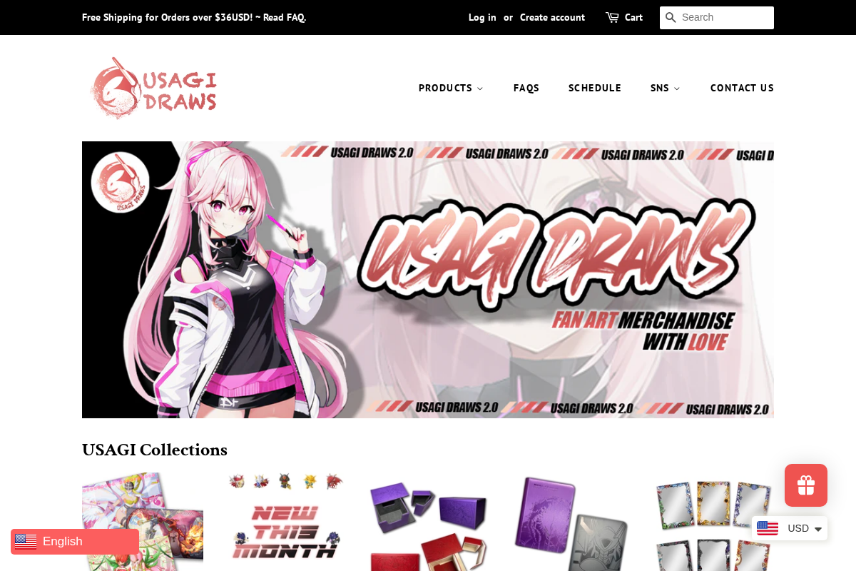 Usagi Draws homepage screenshot