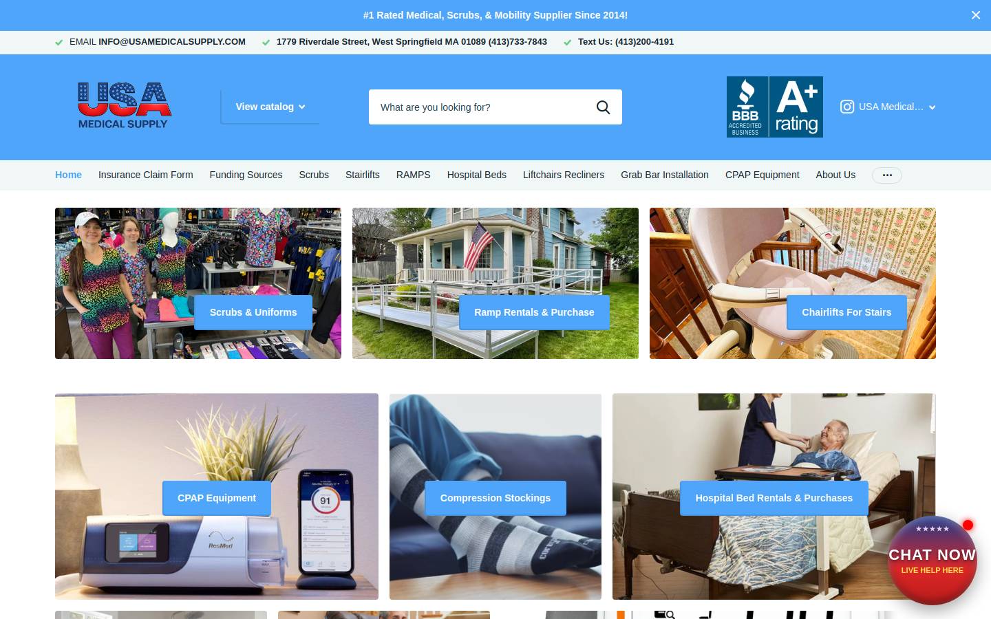 USA Medical Supply homepage screenshot