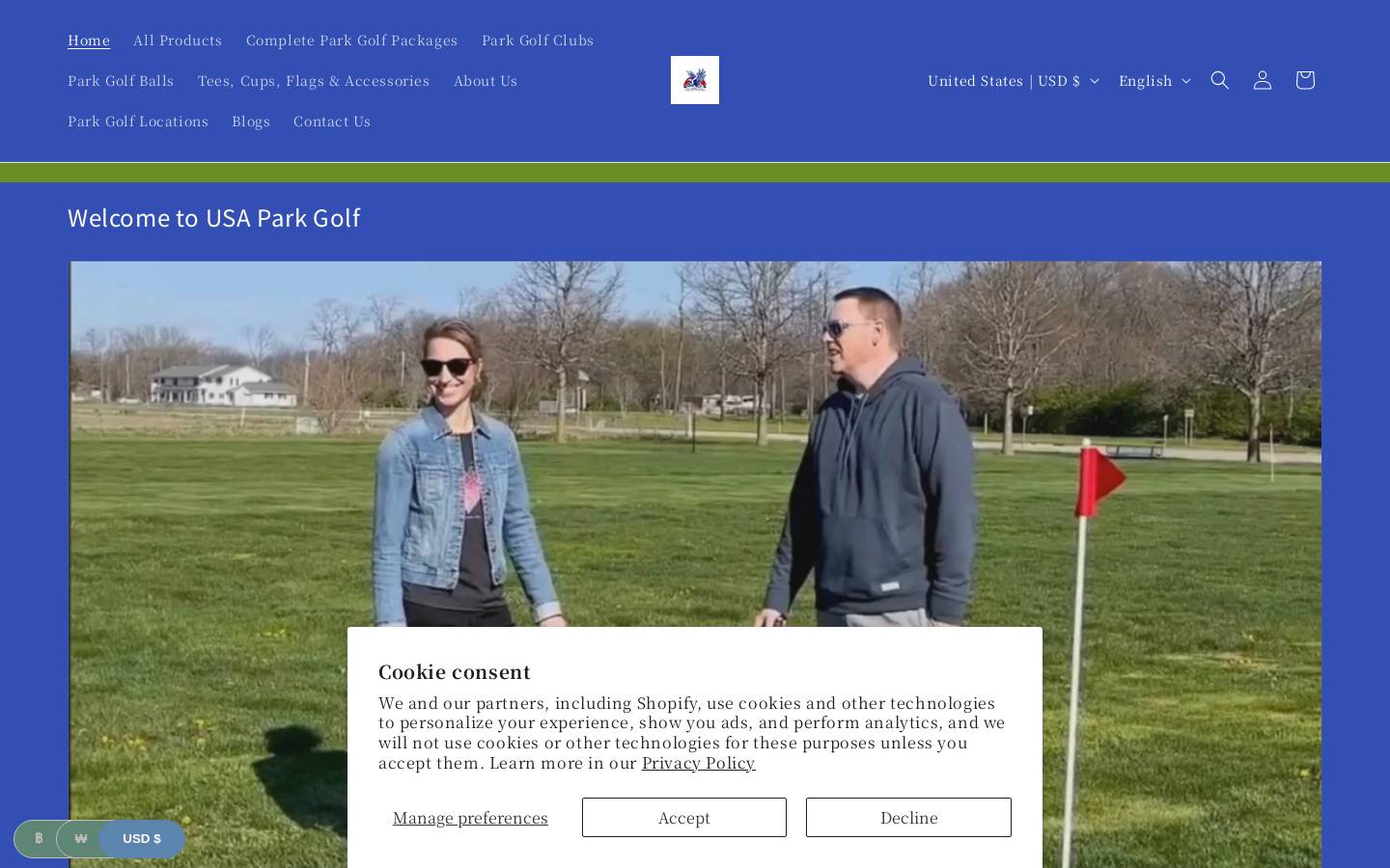 usaparkgolf.com homepage screenshot