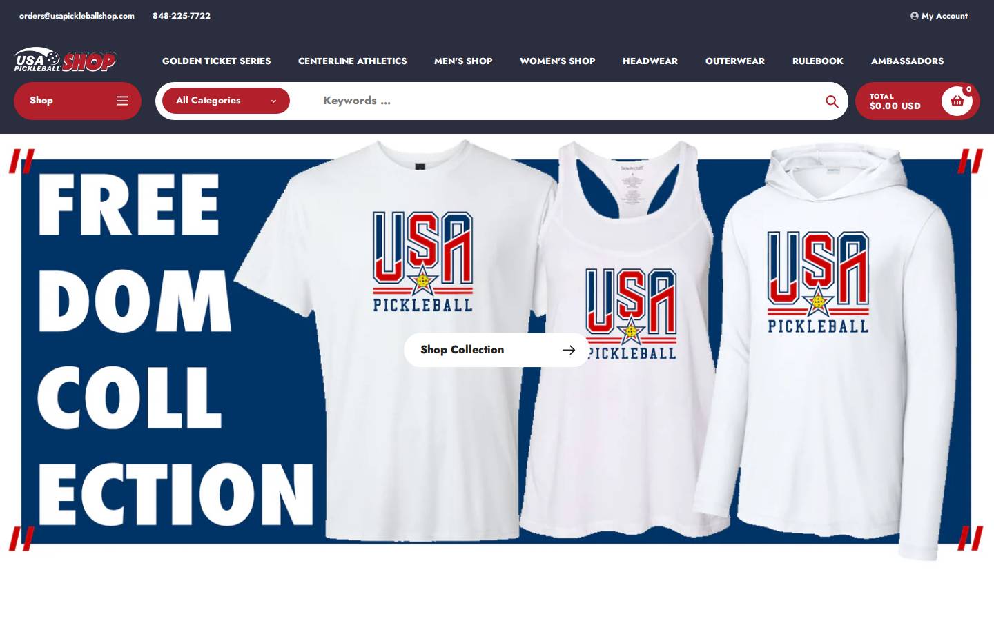 usapickleballshop.com homepage screenshot