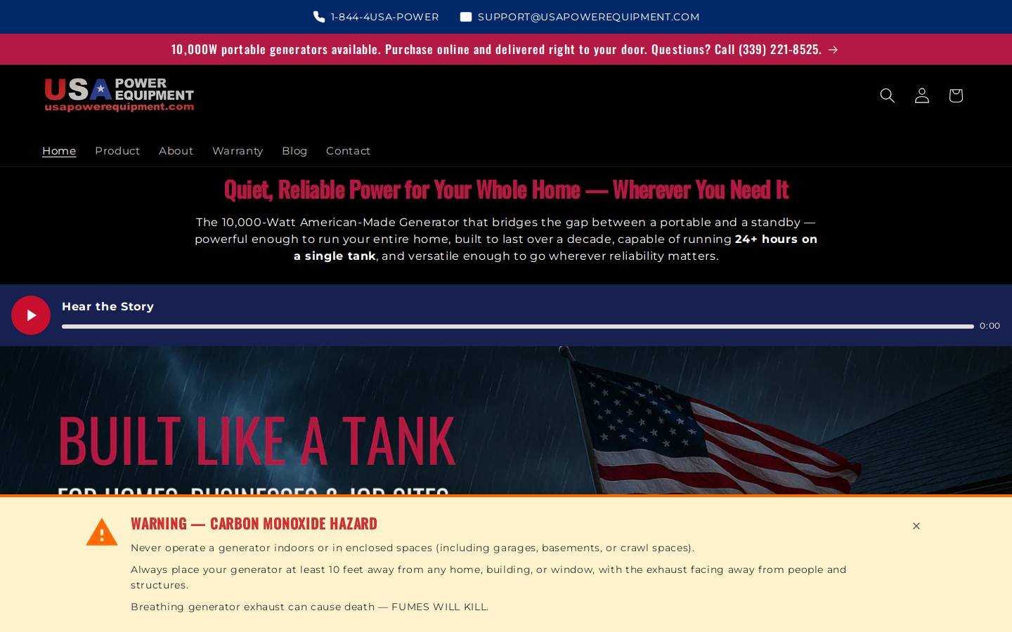 usapowerequipment.com homepage screenshot