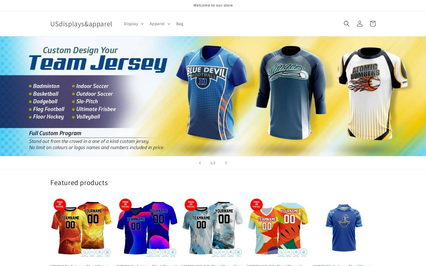 usapparelndisplays.com homepage screenshot