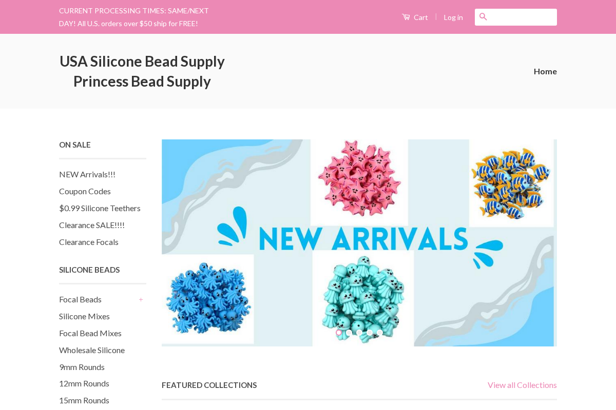 USA Silicone Bead Supply Princess Bead Supply homepage screenshot