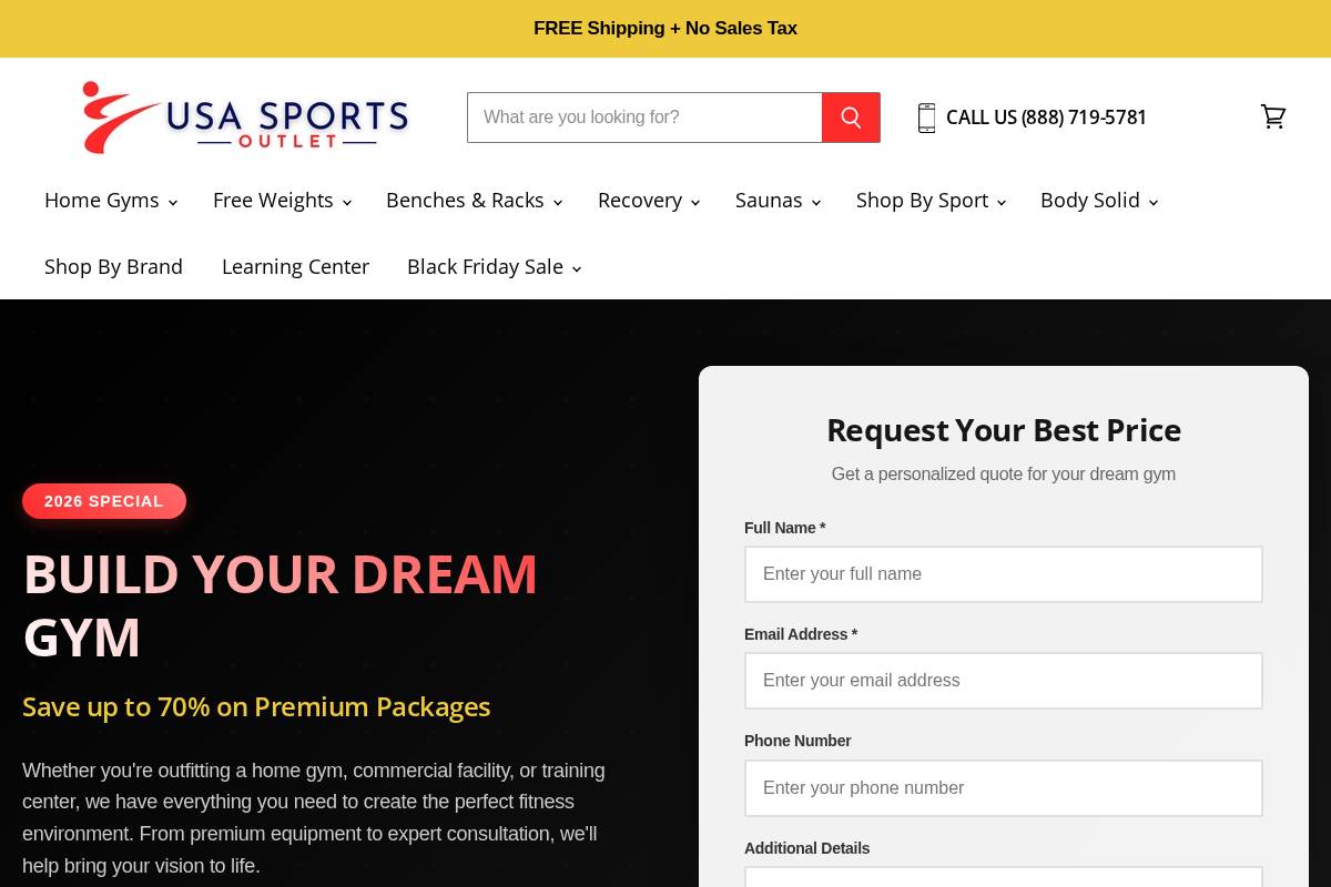 Usasportsoutlet homepage screenshot