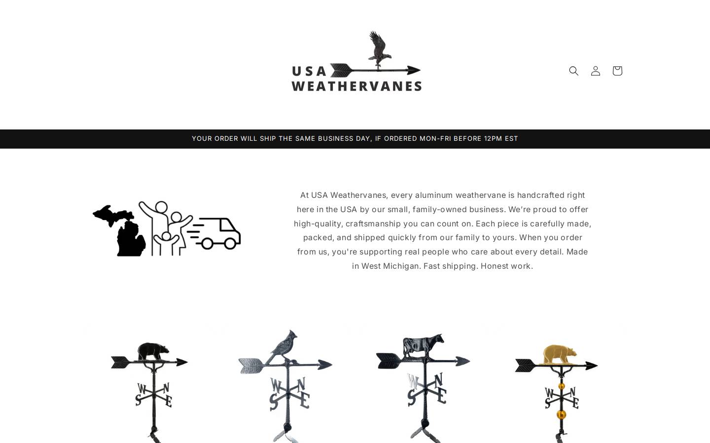 usaweathervanes.com homepage screenshot