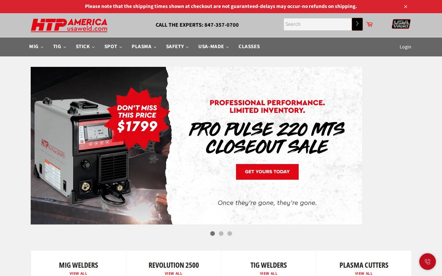 HTP America - USA Weld homepage screenshot