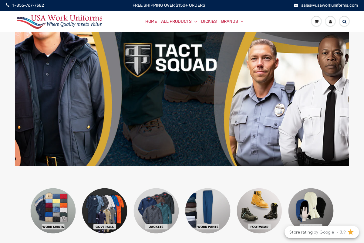 USA Work Uniforms homepage screenshot