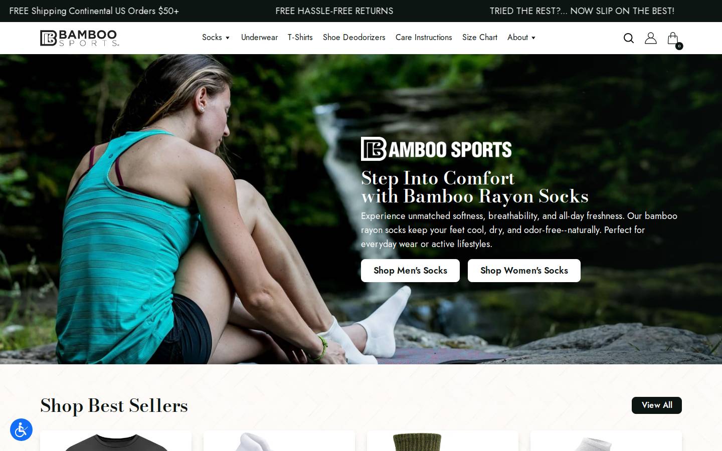 usbamboosocks.com homepage screenshot