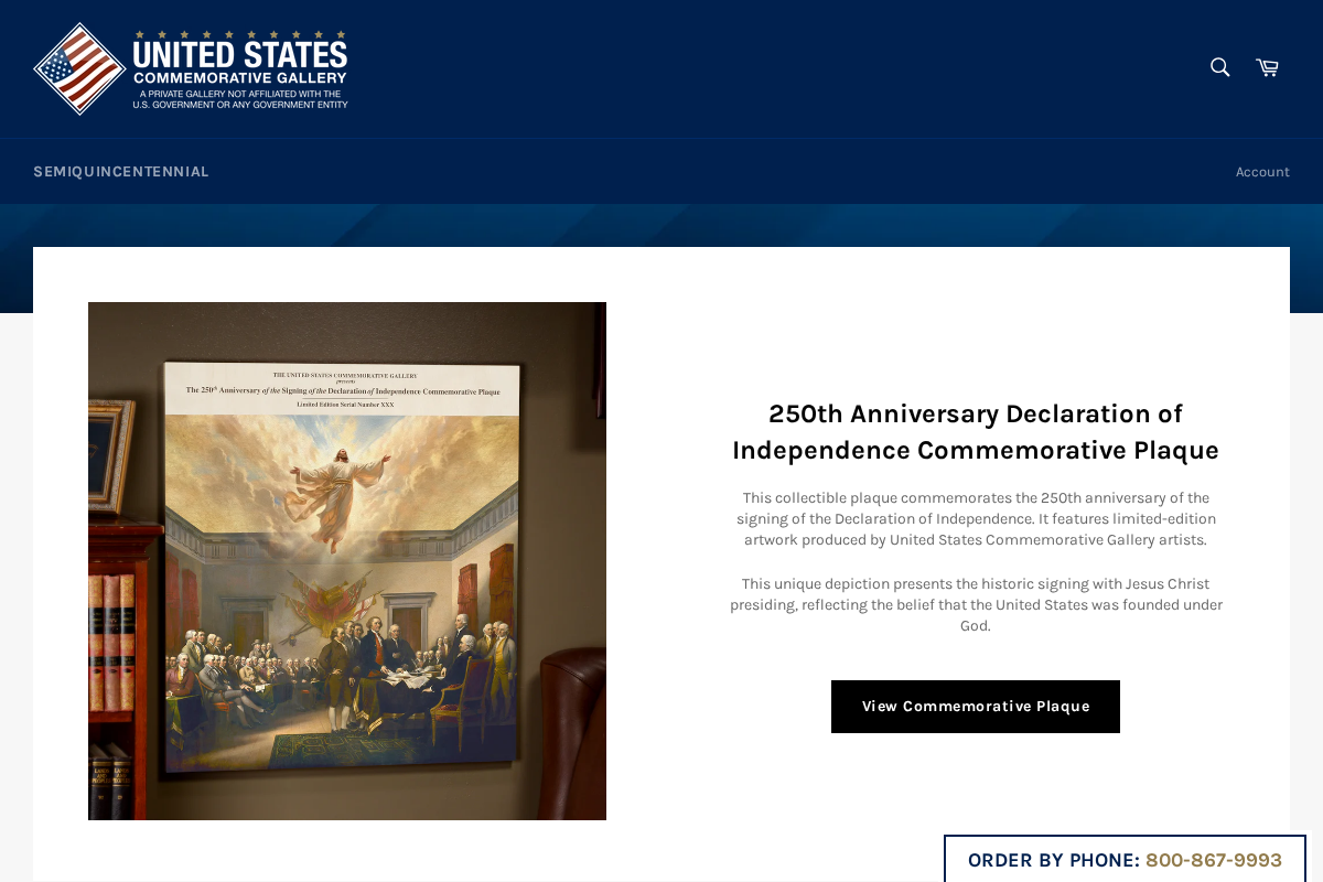 United States Commemorative Gallery homepage screenshot