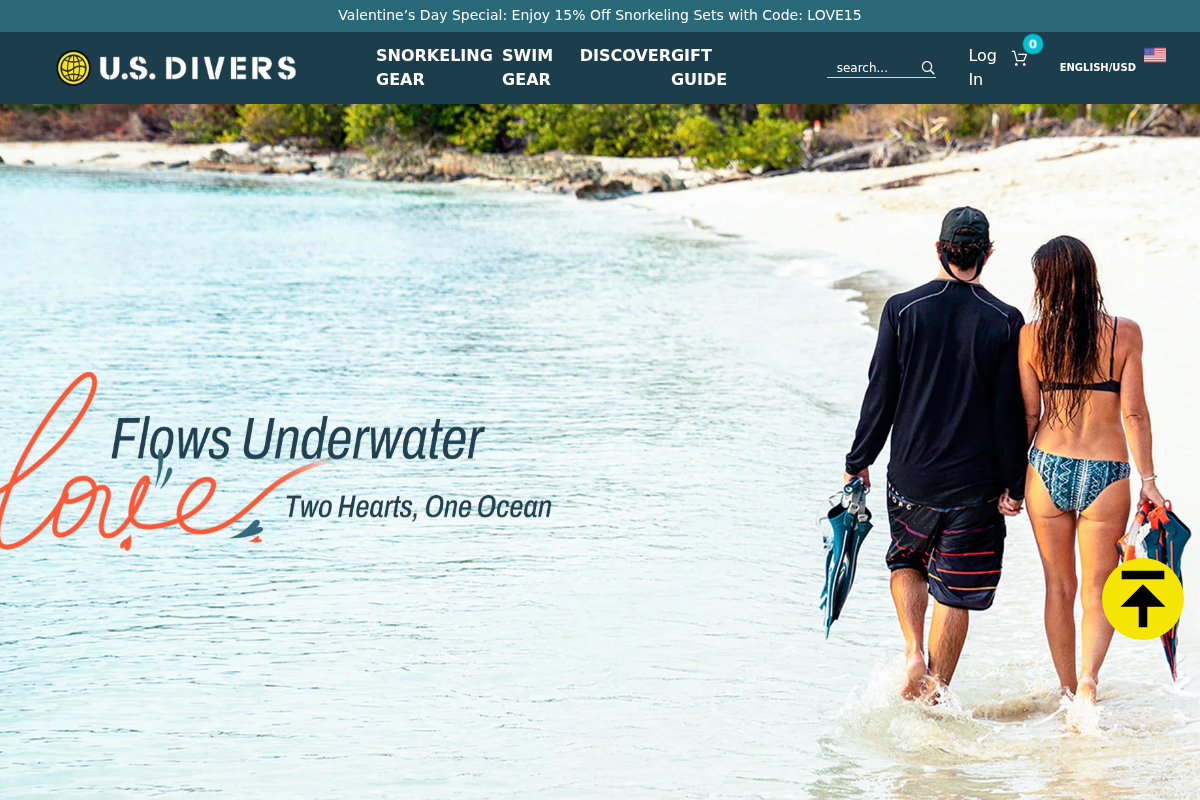 U.S. Divers homepage screenshot