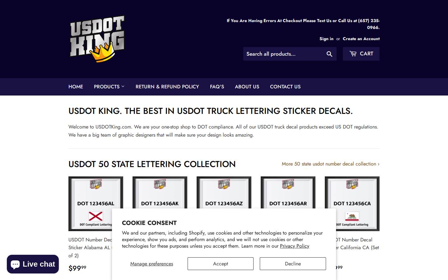 usdotking.com homepage screenshot