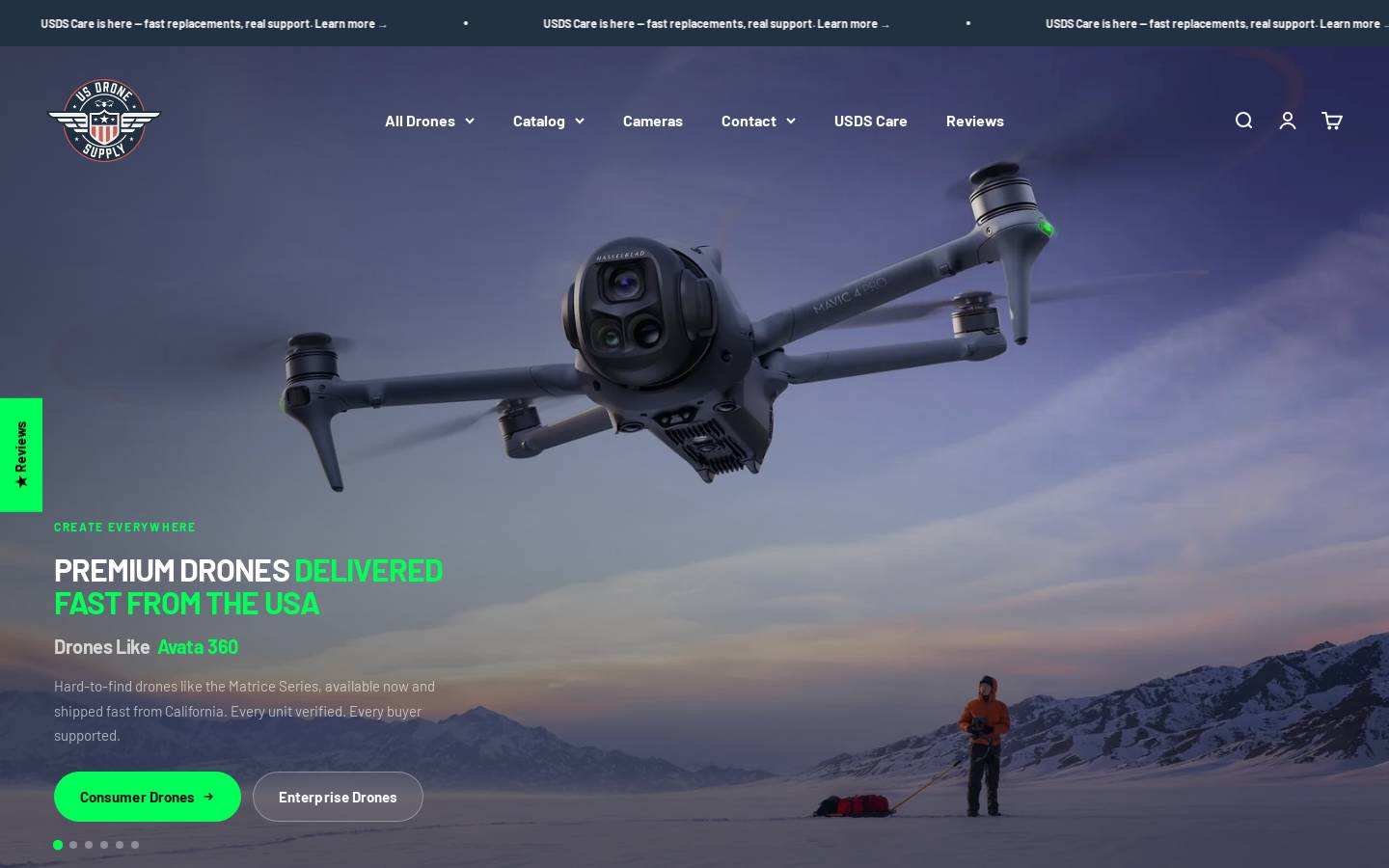 usdronesupply.com homepage screenshot