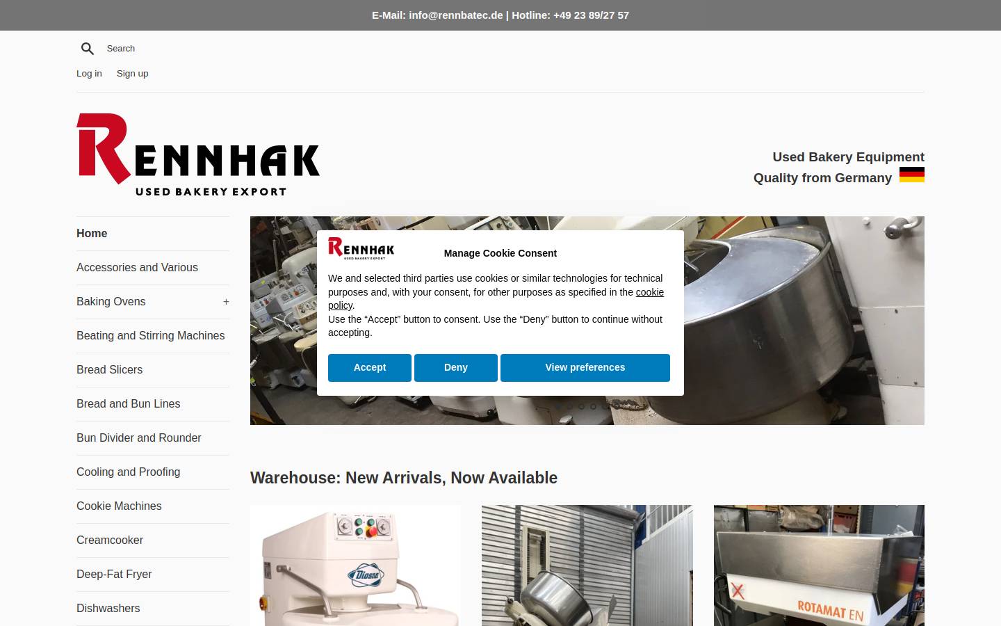 used-bakery.com homepage screenshot