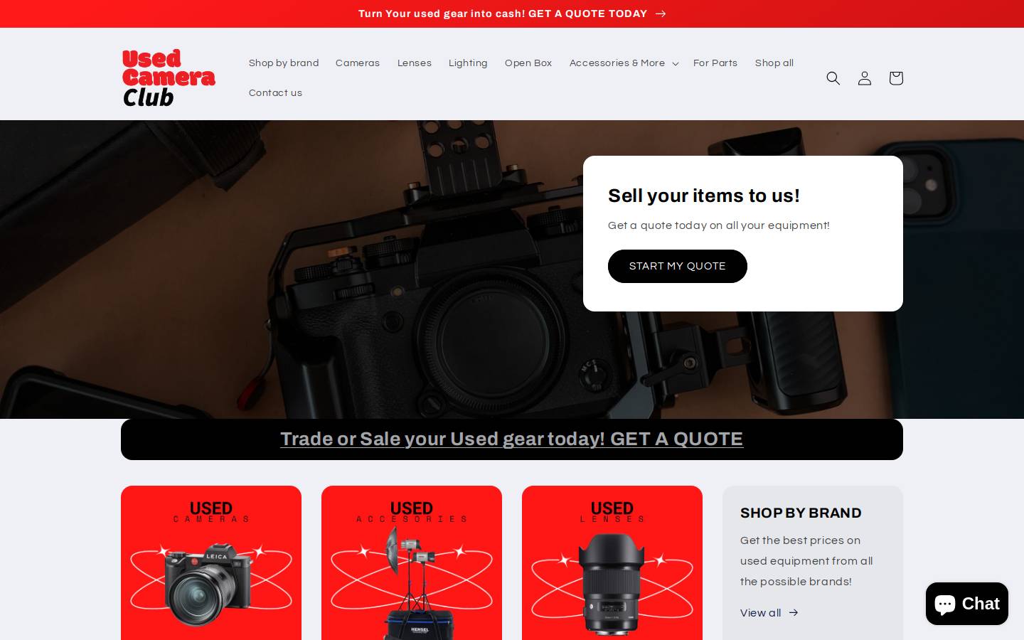 usedcameraclub.com homepage screenshot