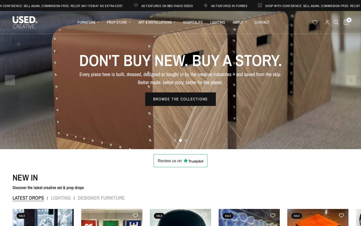 Used Creative homepage screenshot