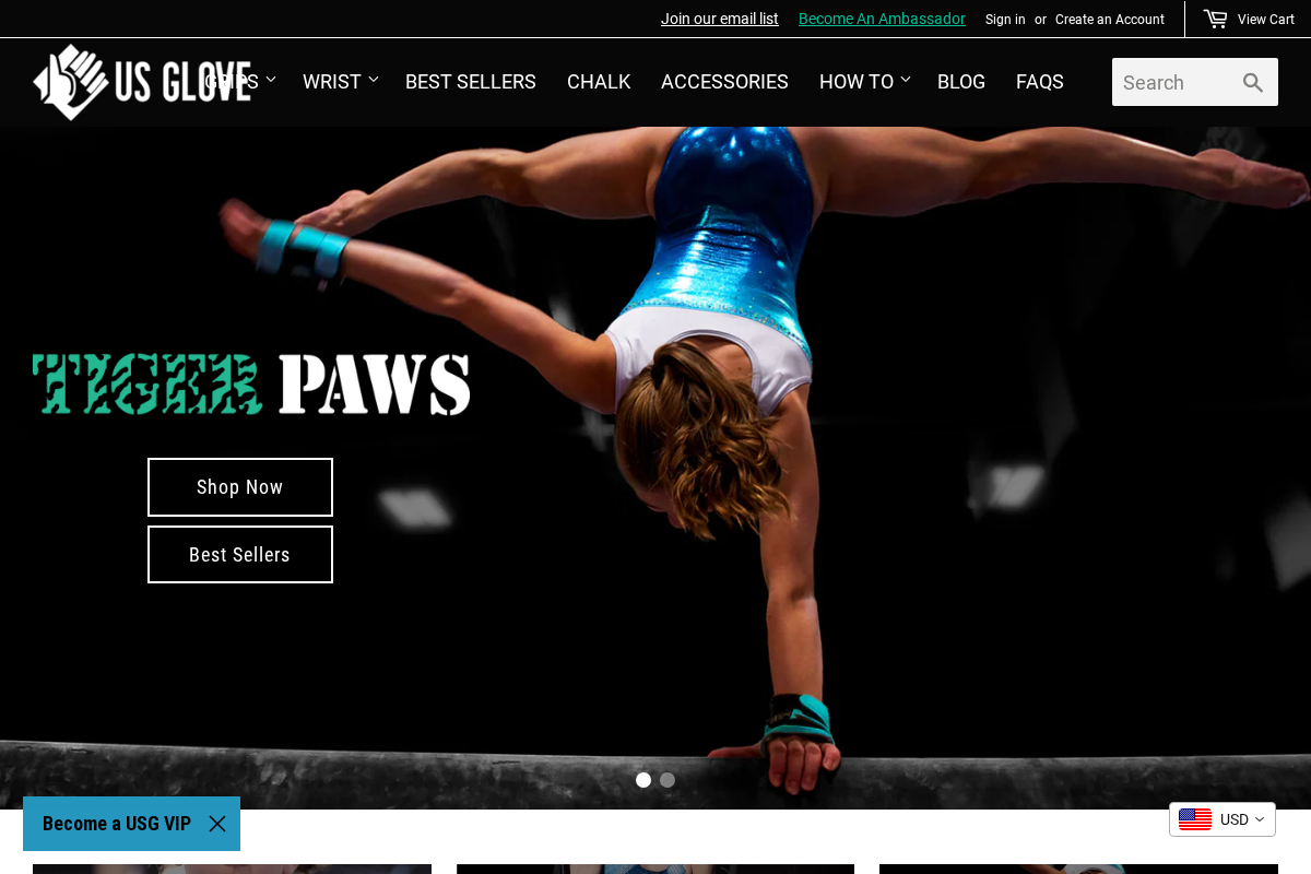 US Glove homepage screenshot
