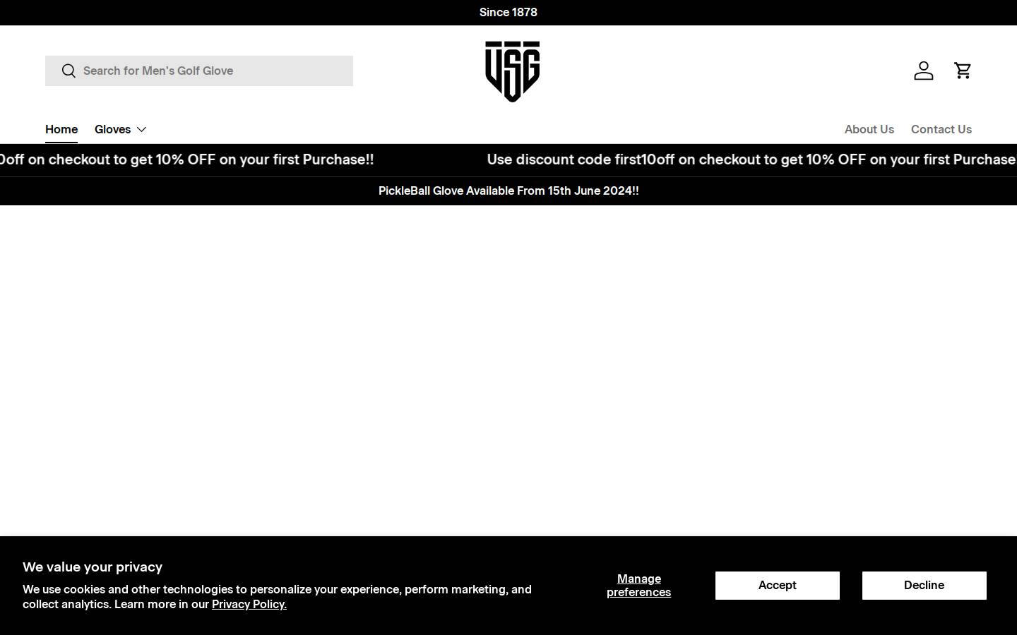 usgloveonline.com homepage screenshot