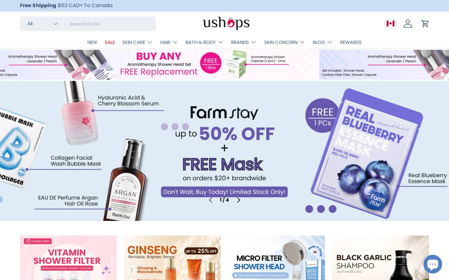 ushops.ca homepage screenshot