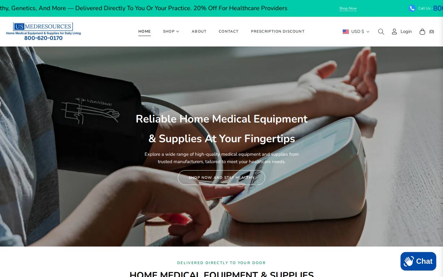 usmedresourceaccessories.com homepage screenshot
