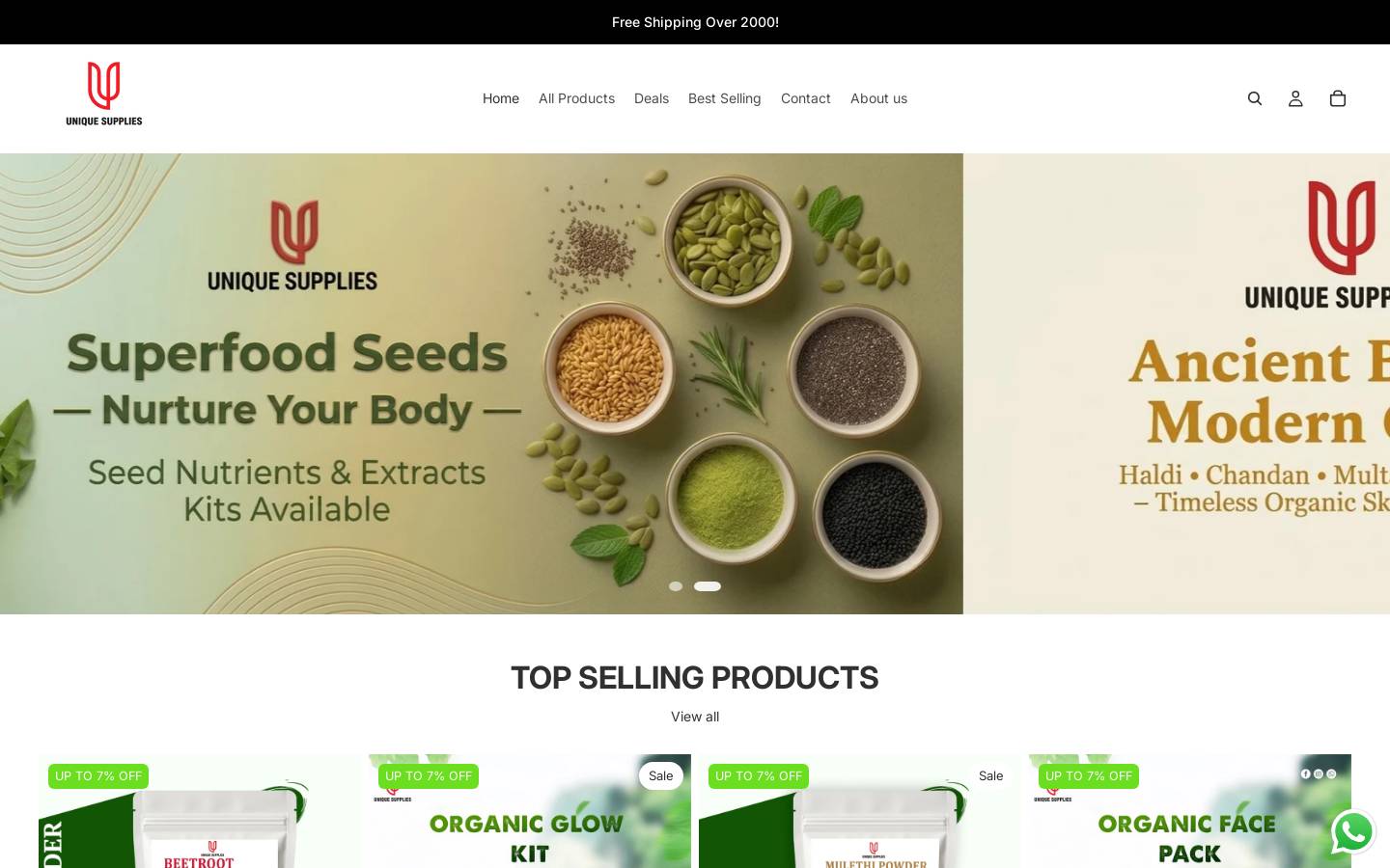 usorganics.store homepage screenshot