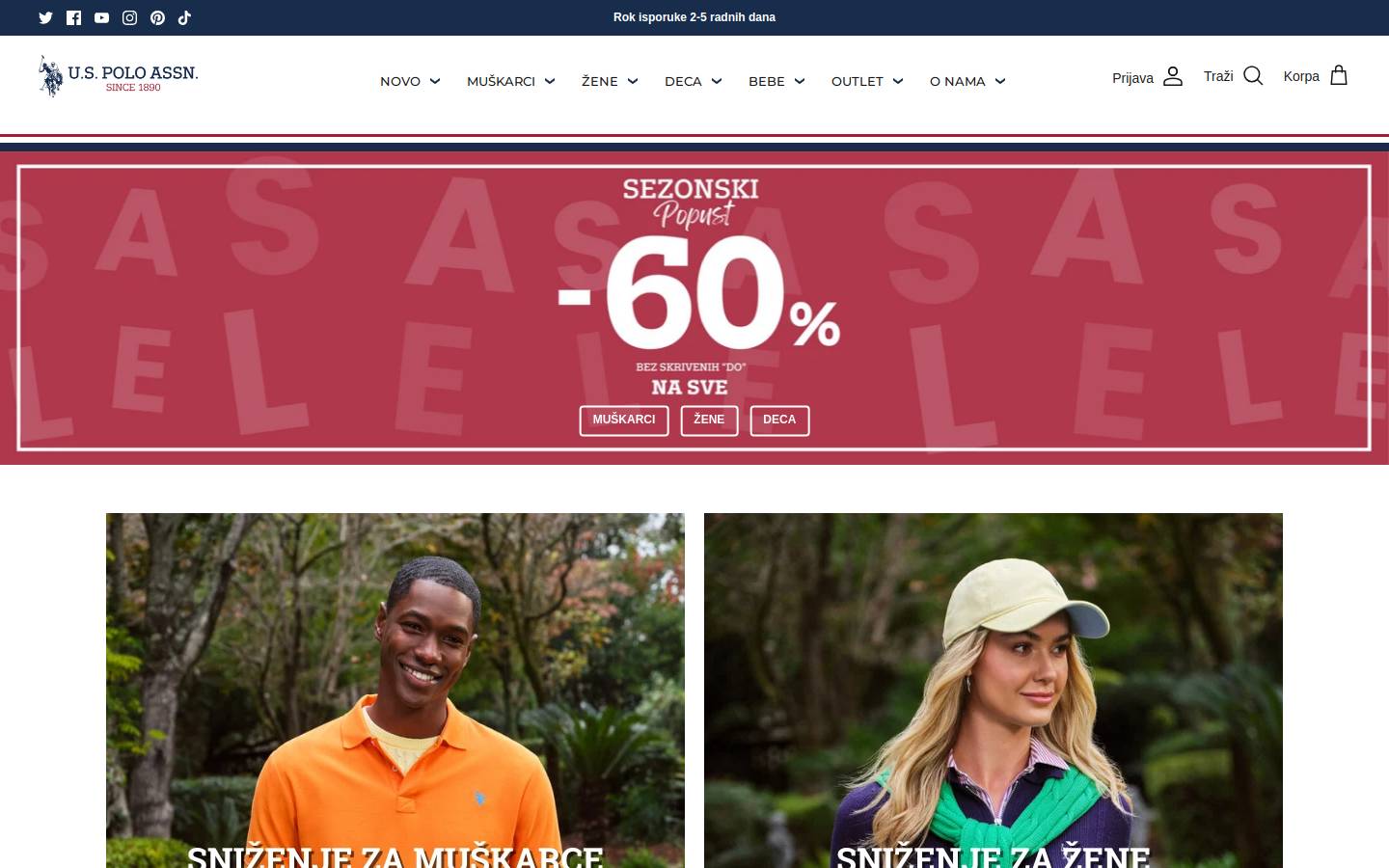 U.S. Polo Assn. homepage screenshot
