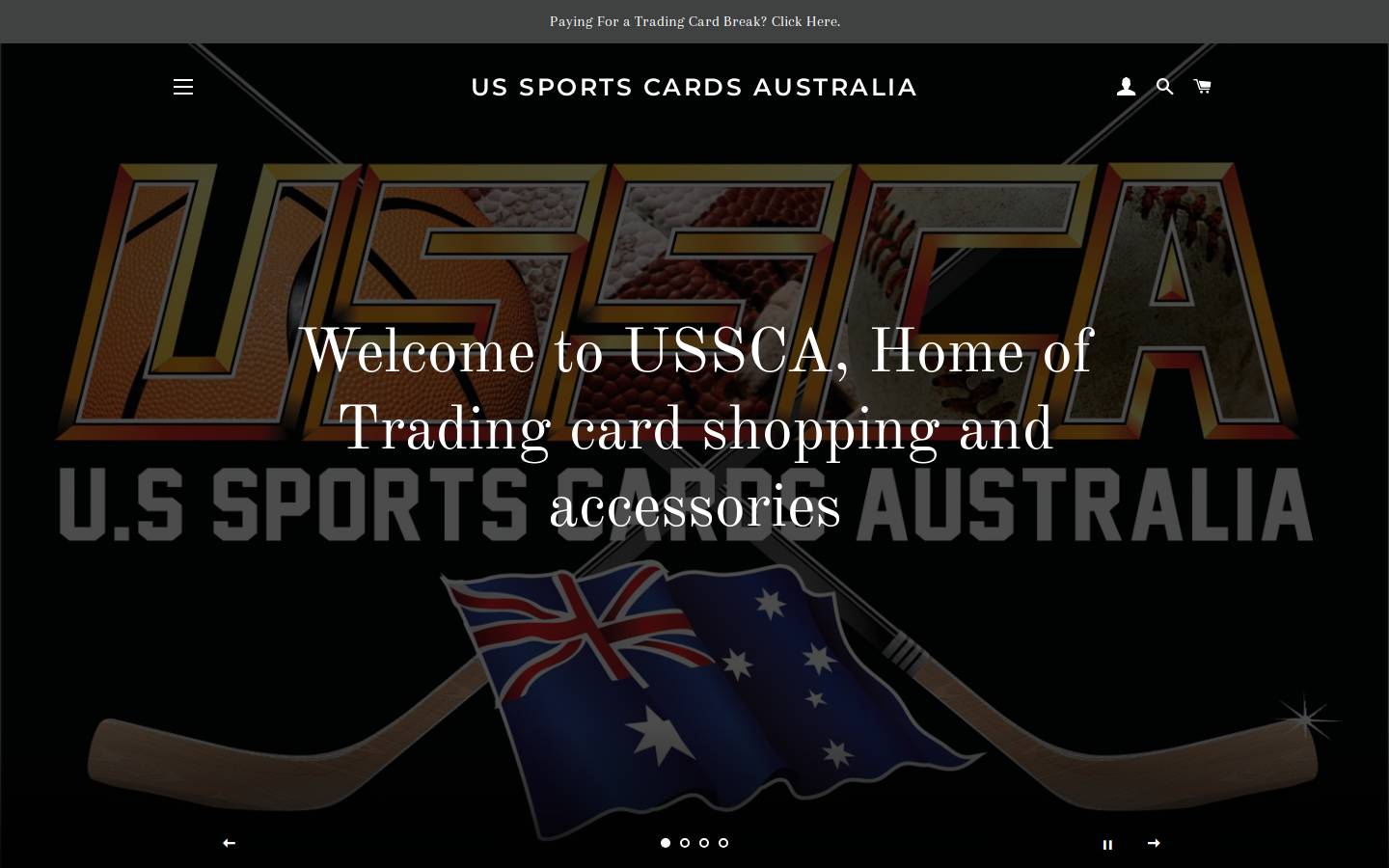 ussportscardsaustralia.com.au homepage screenshot