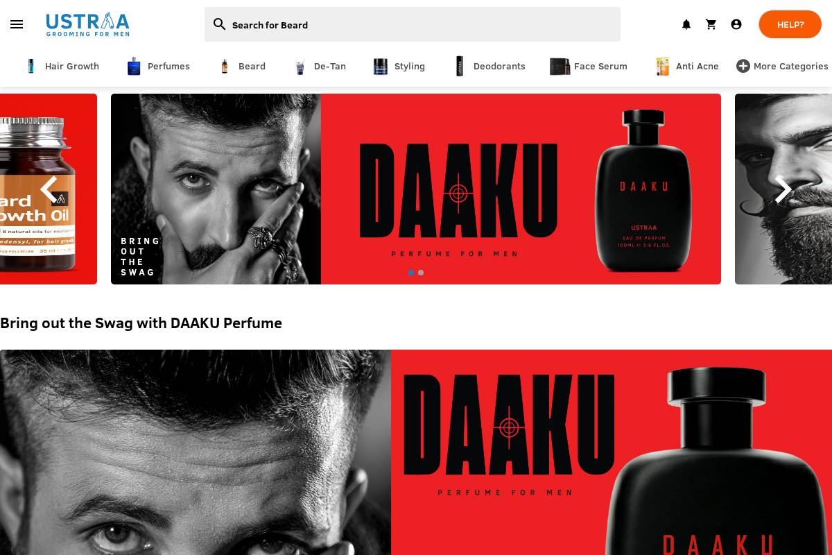 ustraa.com homepage screenshot