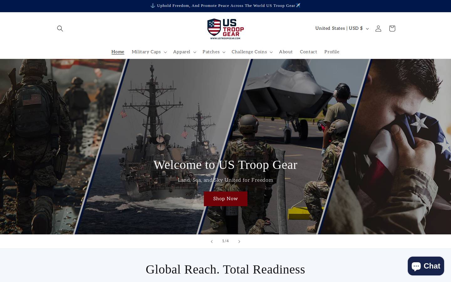 Ustroopgear homepage screenshot