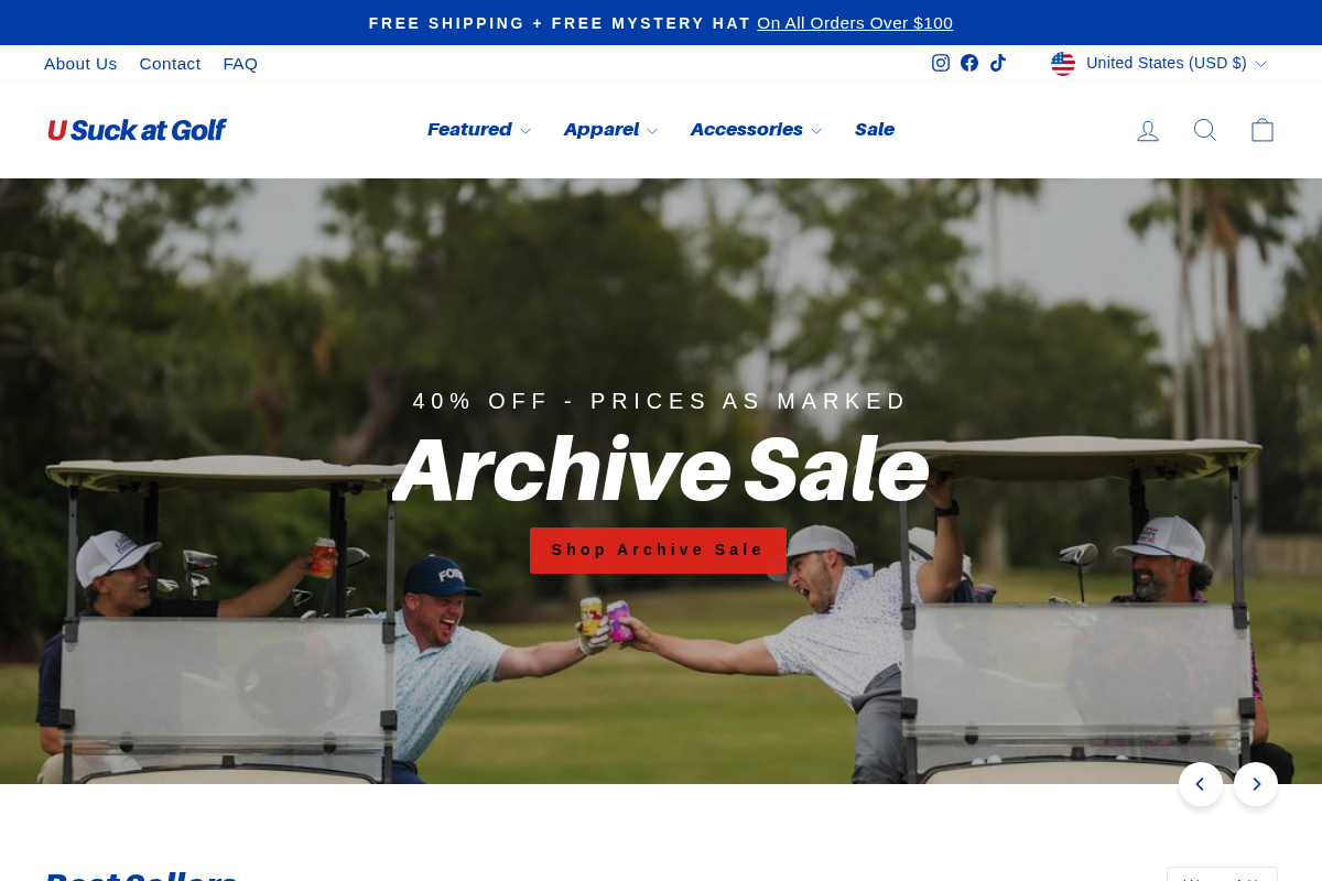 U Suck at Golf homepage screenshot