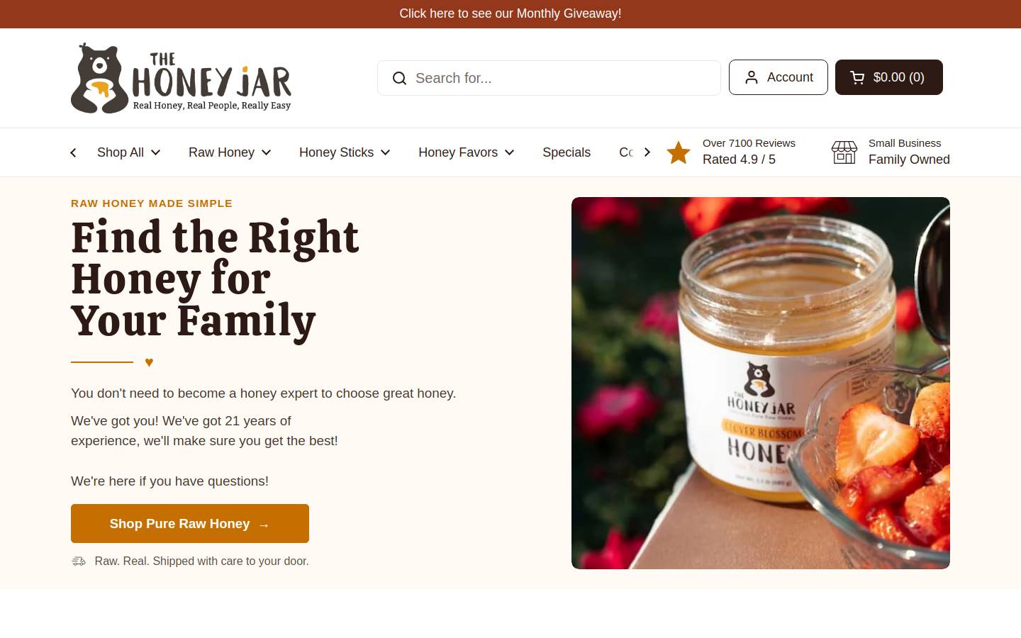 utahhoneyjar.com homepage screenshot