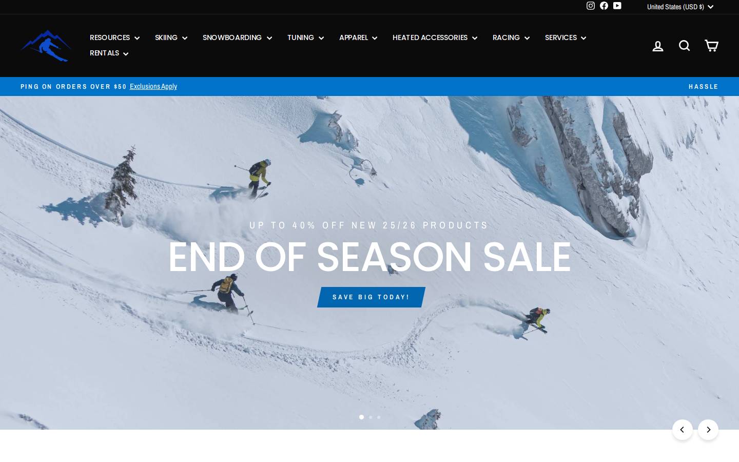 Utah Ski Gear homepage screenshot