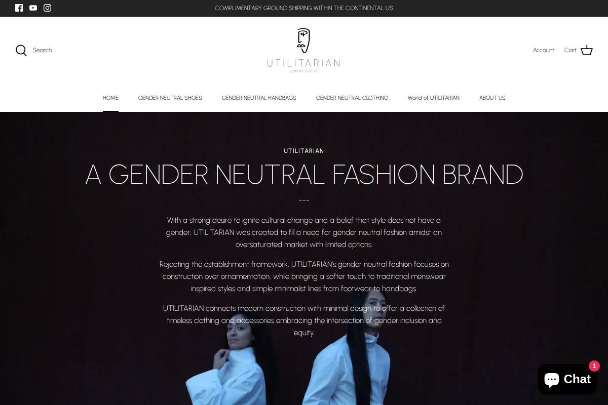 utilitariangenderneutral.com homepage screenshot