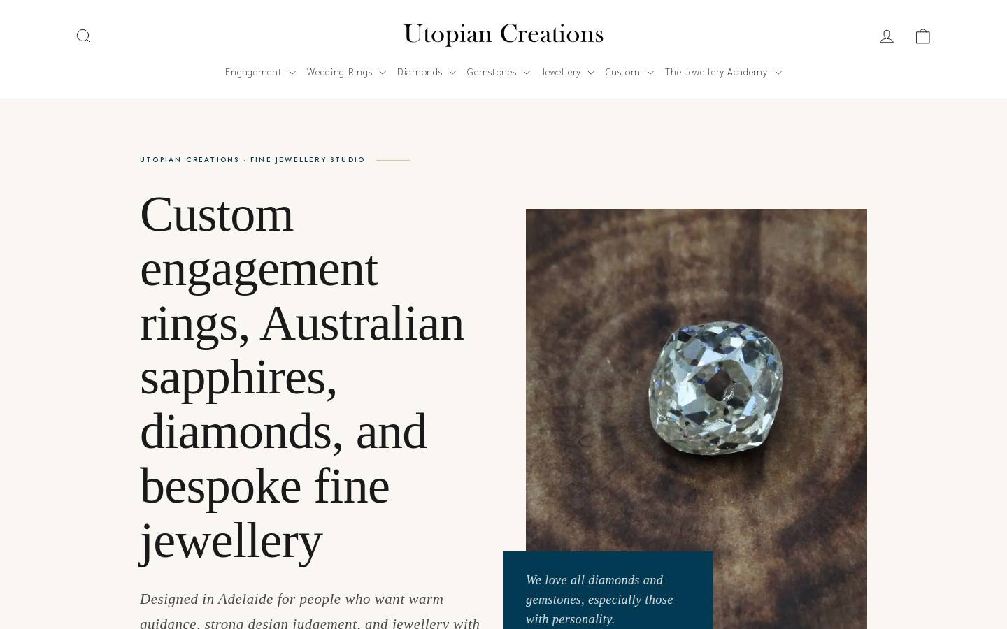 utopiancreations.com.au homepage screenshot